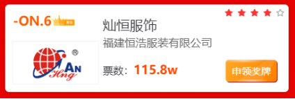 实力企业“灿恒服饰”荣获2022校服十大品牌第六名!