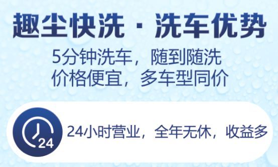 趣尘快洗:24H智能(全自动)无人值守洗车